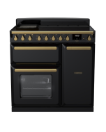Rangemaster ESDL90EIPGBL/AB1 90cm Induction Range Cooker –Black Gloss /  Antique Brass - A Rated