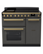 Rangemaster ESDL90EIPSLT/AB1 90cm Wide Induction Range Cooker - Slate / Antique Brass - A Rated