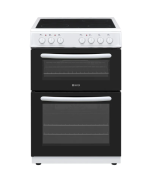 Haden HE50DOMW 50cm Ceramic Hob Double Oven Cooker in White A Rated