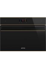 Smeg SO4604M2PNR Dolce Stil Novo 45cm Compact Built-In Combi Oven & Speedwave Microwave, Black - Copper Trim with Vapor Clean