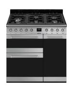 Smeg SY93-1 90cm Dual Fuel Range Cooker - Stainless Steel