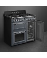 Smeg TR93GR 90cm Victoria Dual Fuel Range Cooker Slate Grey