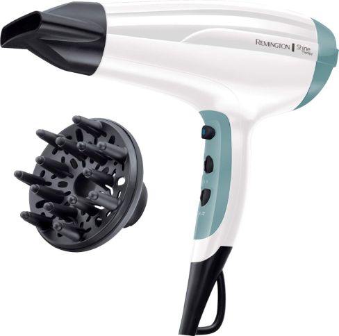 Remington D5216 (Ionic, 90% more Ions for Frizz Free Shine, Powerful, Fast Professional Drying, Diffuser, Concentrator, 3 Heat / 2 Speed Settings, Cool Shot, 2300W)