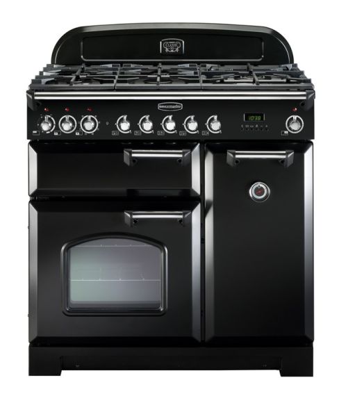Rangemaster CDL90DFFBL/C Classic Deluxe 90Cm Dual Fuel Range Cooker Black Chrome A Rated