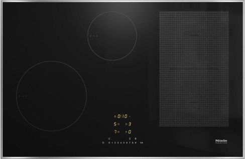 Miele KM7474FR 80cm Wide 4 Zone PowerFlex Induction Hob - Black-Stainless Steel Trim