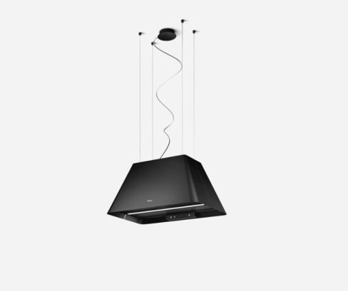 Elica IKONA-BLK Ikona Light 60cm Wide Suspended Island Hood, Black A Rated