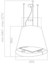 Elica JUNO-LED-BLK 50cm Wide Suspended Island Hood, Black A Rated