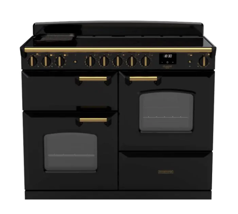 Rangemaster CLDLO110EIPGBL/AB1 Classic Deluxe 110cm OC Induction Range Cooker Black/Antique Brass