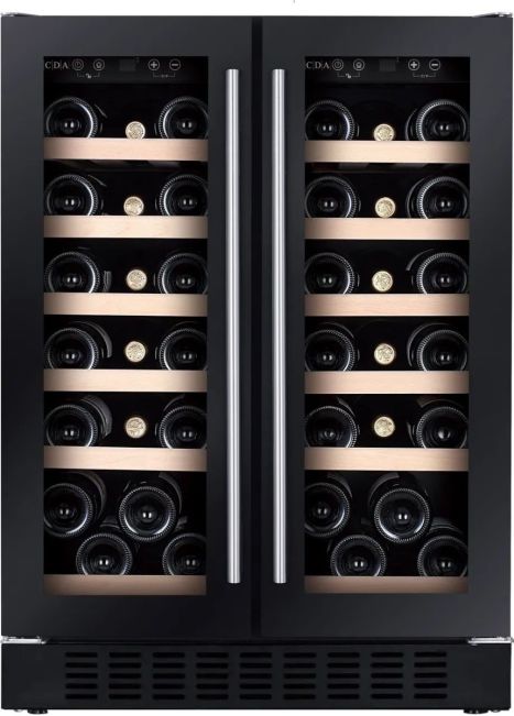 CDA CFWC624BL 60cm Freestanding/under counter double door wine cooler