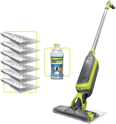 Shark VM200UK VacMop Cordless 2-in-1 Vacuum Mop with Targeted Spray - 9 Min 30 Sec Run Time - Grey/Lime