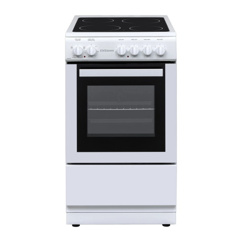 Statesman C050ESCW 50cm Wide Single Cavity Electric Cooker with Ceramic Hob in White