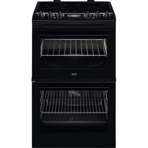 AEG CCX1530ACB 55cm Wide Double Oven Ceramic Hob Cooker In Black A Rated