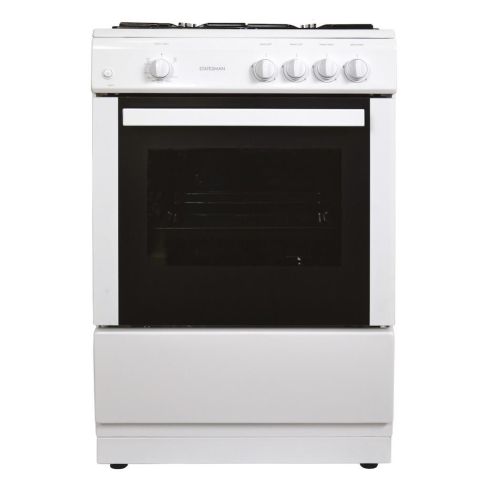 Statesman MAXI60GSF 60cm Wide, Single Cavity Gas Cooker, 4 Gas Burners In White