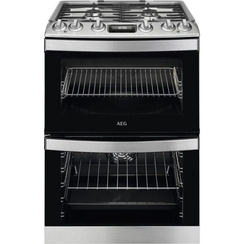 AEG CKB6541ACM Dual Fuel Cooker with Double Oven in Stainless Steel, A Rated