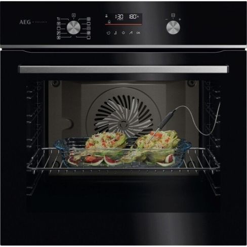 AEG GA5CB50FAB Built In Electric Single Oven - Gloss Black with Steel Trim