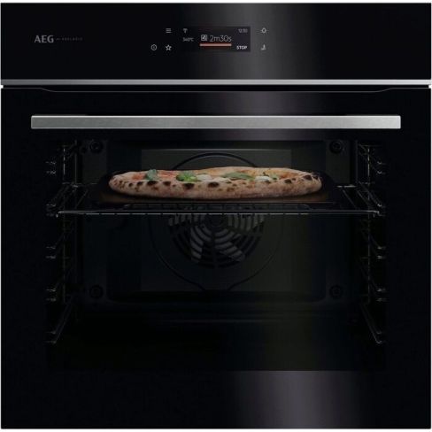 AEG GX7PB63FSB Built In Electric Single Oven with PizzaExpert - Gloss Black with Steel Trim, A++ Rated