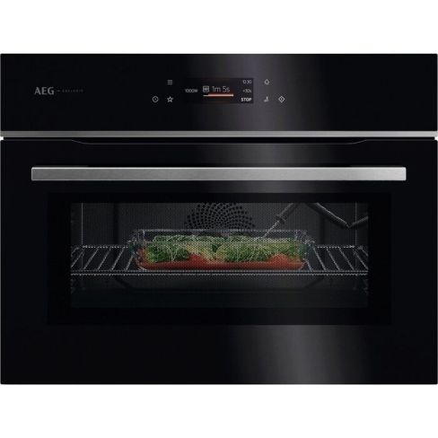 AEG GK7NK62FB Compact Combi Microwave Oven - Gloss Black with Steel Trim