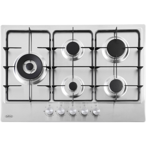Belling BEL GHU753RI STA 75cm Stainless Steel 5 Burner Gas Hob - 3.6kW Wok Burner