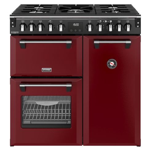 Stoves ST DX RCA RICH 90DF GAR Richmond Deluxe 90cm Dual Fuel Range Cooker in Garnet Red A Rated