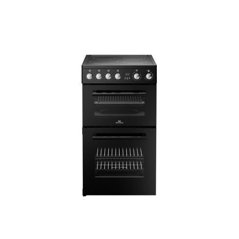 New World NW FDO50E BLK Ceramic Electric Cooker with Double Oven In Black, A Rated