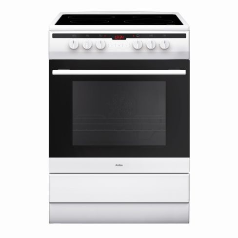 Amica 608CE2TAW 60cm Freestanding Single Oven Electric Cooker With Ceramic Hob In White