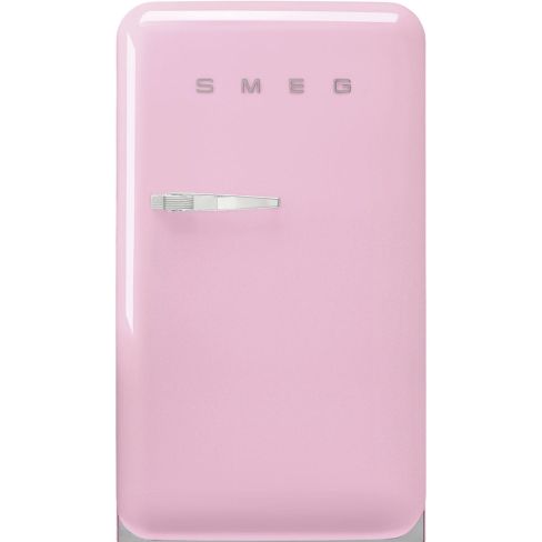 Smeg FAB10RPK6 55cm Retro 50s Style Free Standing Fridge with Ice Box in Pink, Right hand hinge