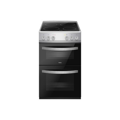 Amica AFC502SS 50cm Electric Dual Cavity, Ceramic Hob Cooker in Silver