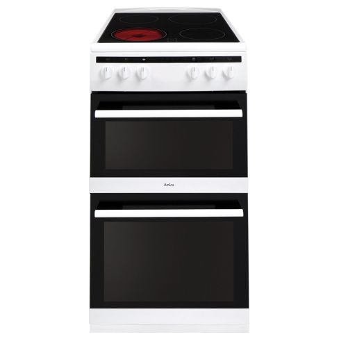 Amica AFC5100WH 50Cm Freestanding Electric Twin Cavity With Ceramic Hob in White
