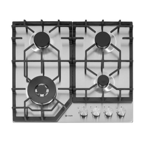 Caple C4061G 58cm Wide 4 Burner Gas Hob with Cast Iron Supports - Stainless Steel