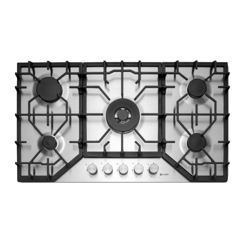 Caple C4091G 86cm Wide 5 Burner Gas Hob with Cast Iron Supports - Stainless Steel