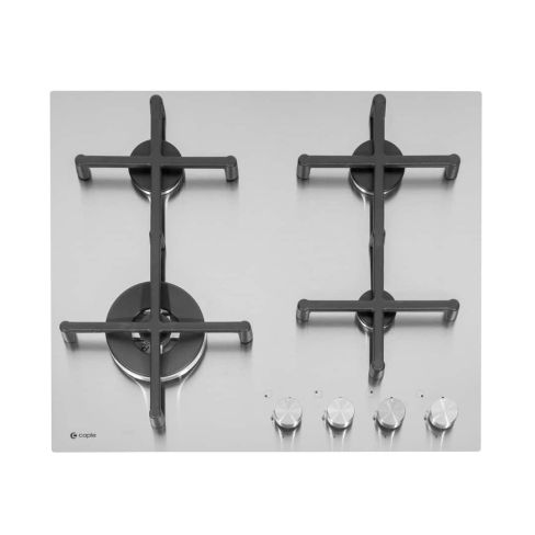 Caple C7061G 59cm Low Profile Gas Hob 4 Burner with Cast Iron Supports - Stainless Steel