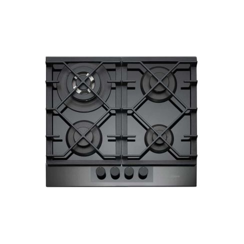 Caple C886G 59cm Gas On Glass Hob 4 Burner with Cast Iron Supports - Black/Gunmetal