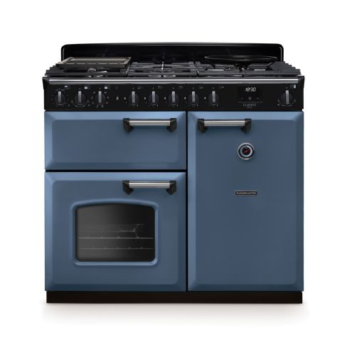 Rangemaster CLDL100DFPSTB/CM1 Classic Deluxe 100 DF Dual Fuel Range Cooker Stone Blue Chrome