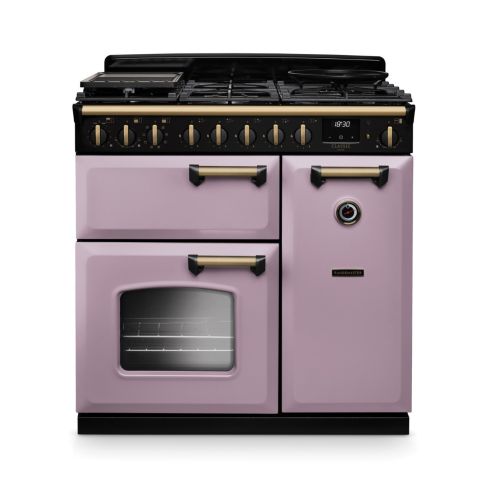 Rangemaster CLDL90DFPHTH/AB1 Classic Deluxe  90 DF  Dual Fuel Range Cooker Heather Antique Brass