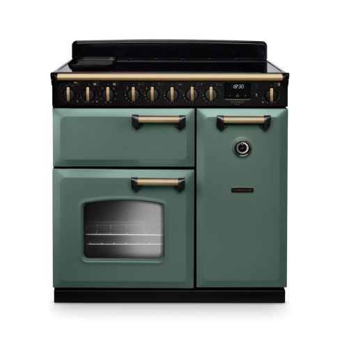 Rangemaster CLDL90EIPMGR/AB1 Classic Deluxe 90cm Induction Range Cooker Mineral Green/Antique Brass