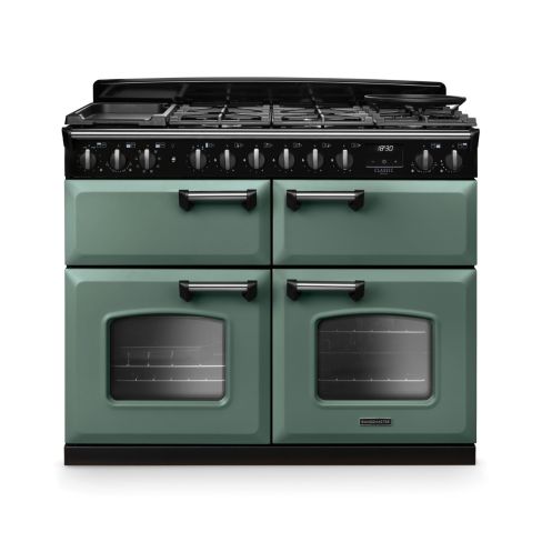 Rangemaster CLDLB110DFPMGR/CM1 Classic Deluxe BC 110 DF Dual Fuel Range Cooker Mineral Green Chrome