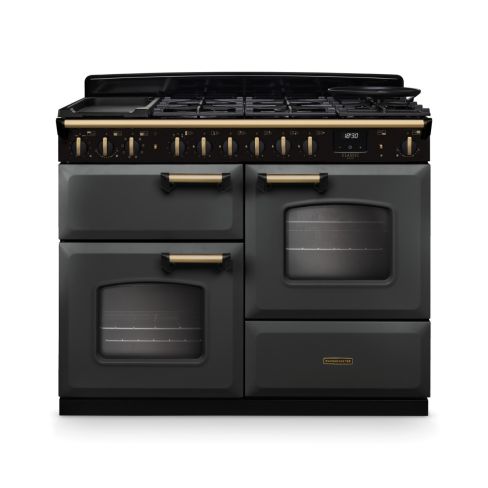 Rangemaster CLDLO110DFPSLT/AB1 Classic Deluxe OC 110 DF Dual Fuel Range Cooker Slate Antique Brass
