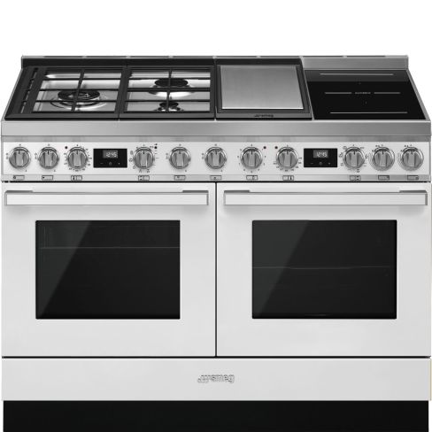 Smeg CPF120IGMPWH 120cm Portofino Dual Fuel Range Cooker With Mixed Hob White