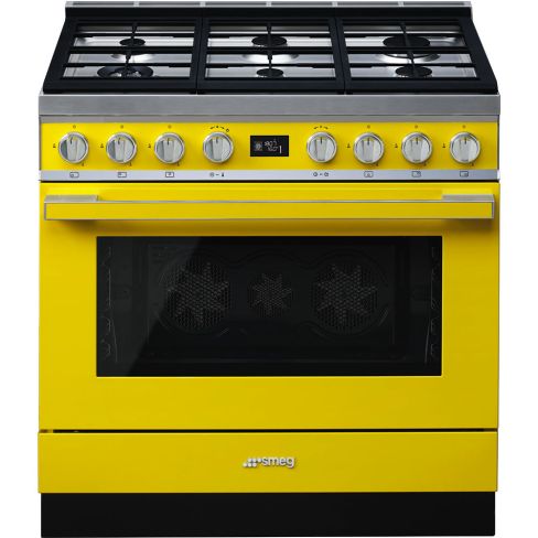 Smeg CPF9GPYW 90cm Portofino Dual Fuel Range Cooker Yellow