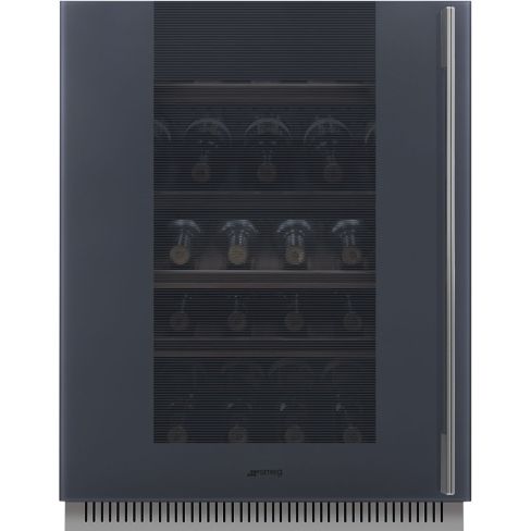 Smeg CVI138LG 60cm Linea Built in under-top Wine Cooler with Left Hand Hinge Neptune Grey