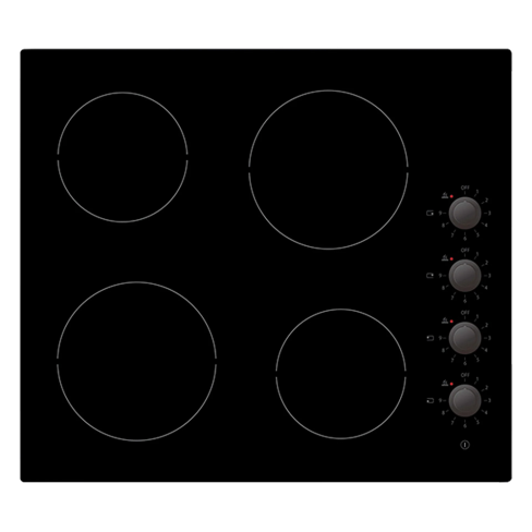 Statesman CHZ460D 60cm, 4 Zone Ceramic Hob, Side Dial Control, 6000W In Black