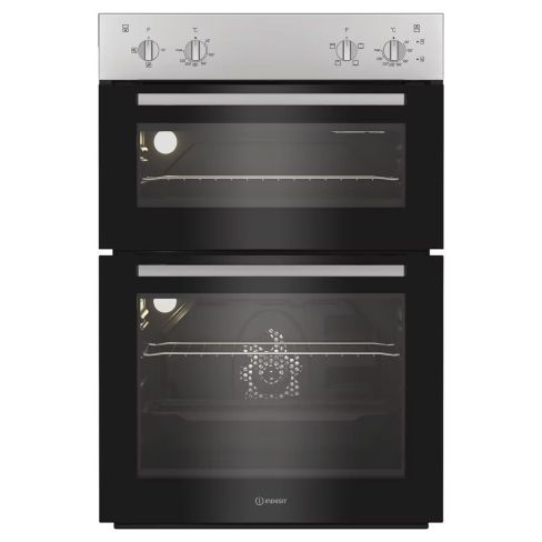 Indesit DII10NS Built In Electric Double Oven in Silver A Rated