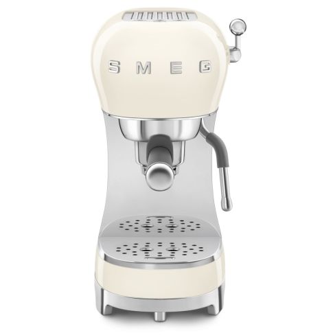Smeg ECF02CRUK 50's Style Espresso Coffee Machine with Steam Wand, Cream