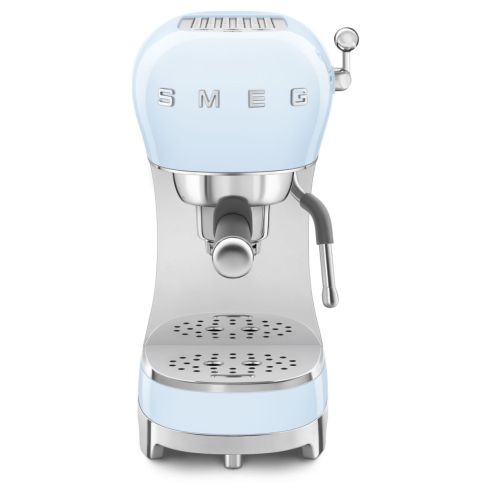 Smeg ECF02PBUK 50's Style Espresso Coffee Machine with Steam Wand, Pastel Blue