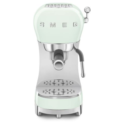 Smeg ECF02PGUK 50's Style Espresso Coffee Machine with Steam Wand, Pastel Green