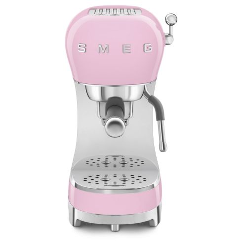 Smeg ECF02PKUK 50's Style Espresso Coffee Machine with Steam Wand, Pink