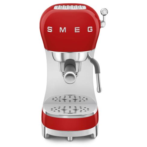 Smeg ECF02RDUK 50's Style Espresso Coffee Machine with Steam Wand, Red