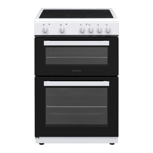 Statesman EDC60W2 60cm Wide Double Oven Electric Cooker, 4 Zones In White