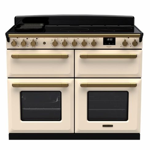 Rangemaster ESDLB110EIPPCR/AB1 110cm Wide Induction Range Cooker ESTEL DLX BC - Pale Cream / Antique Brass - A Rated