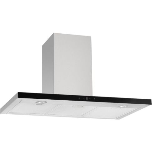 CDA EVP92SS 90cm Linear Chimney Cooker Hood, Stainless Steel/Black Facia